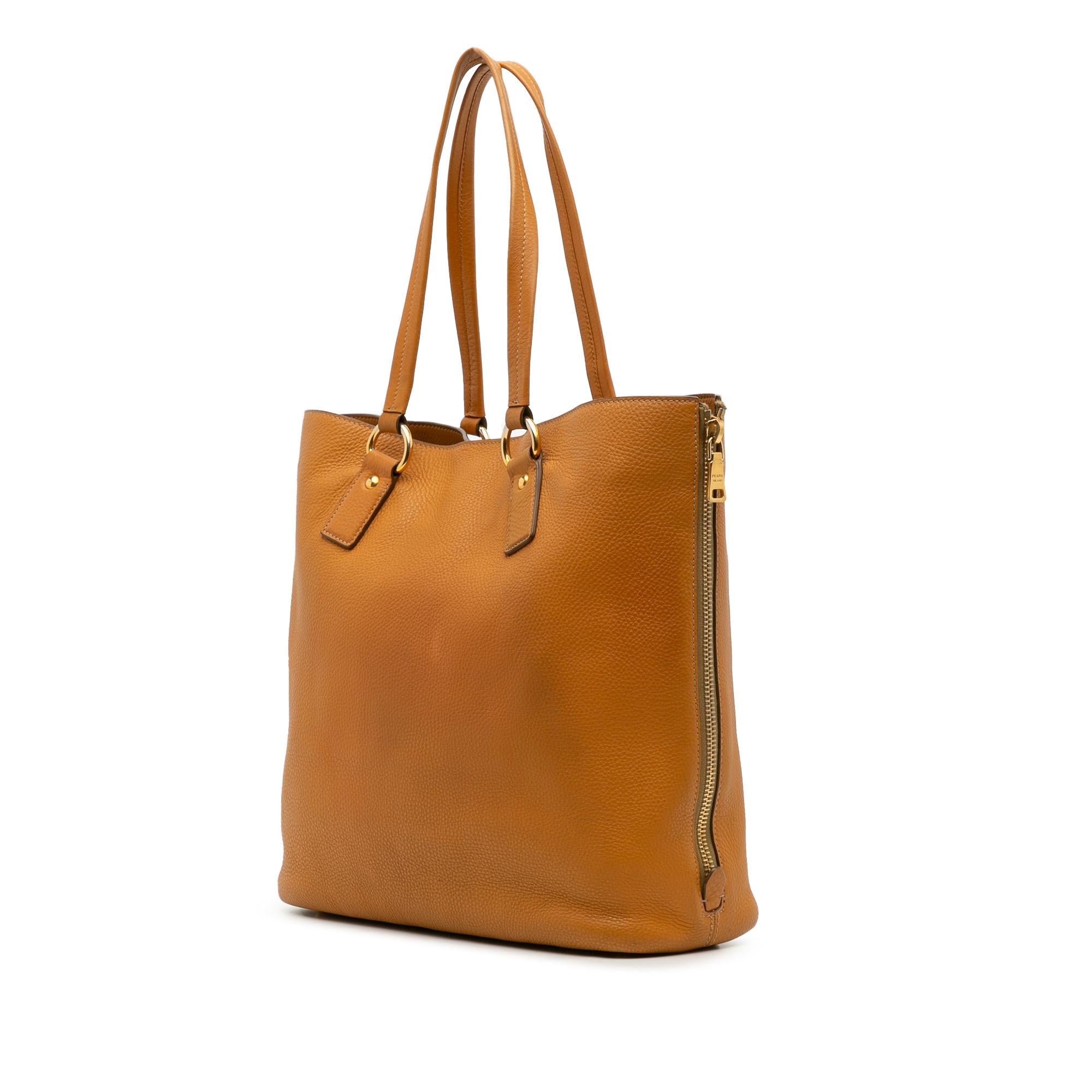Prada Vitello Daino Side Zip Tote