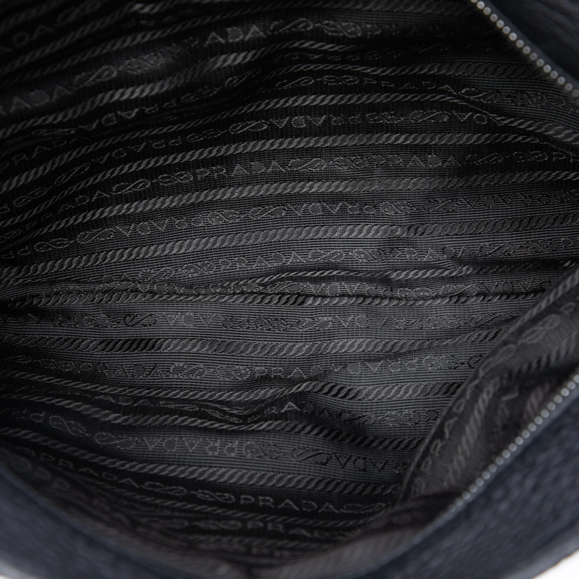 Prada Vitello Daino Trimmed Tessuto Zip Top Crossbody