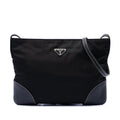Prada Vitello Daino Trimmed Tessuto Zip Top Crossbody