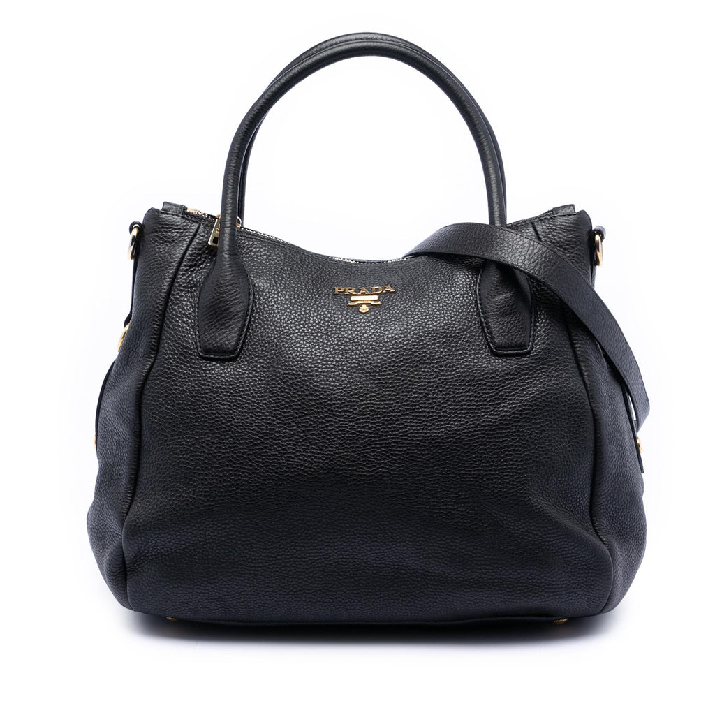 Prada Vitello Daino Zip Top Convertible Tote