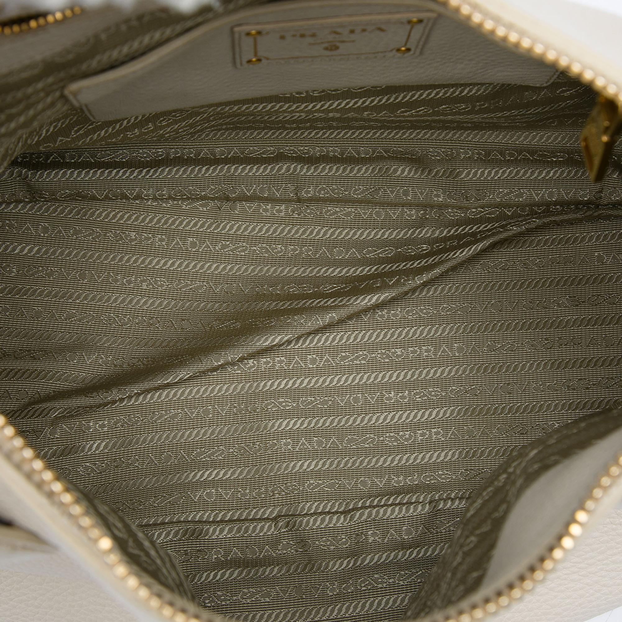 Prada Vitello Daino Zip Top Convertible Tote