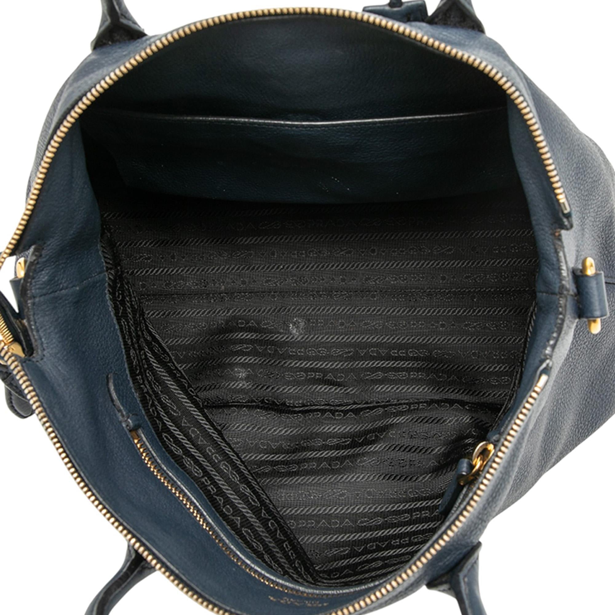 Prada Vitello Daino Zip Top Satchel