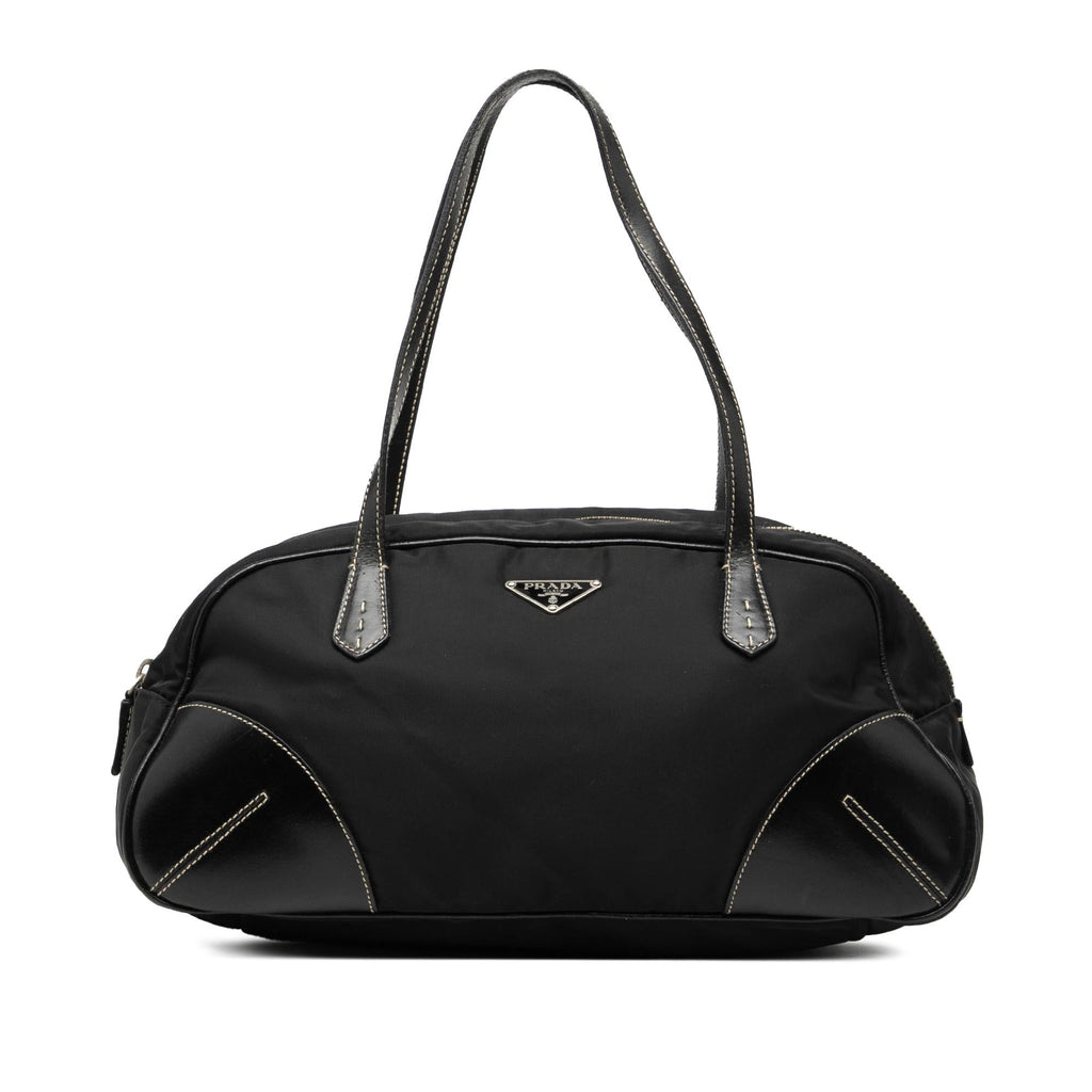 Prada Vitello Trimmed Tessuto Handbag