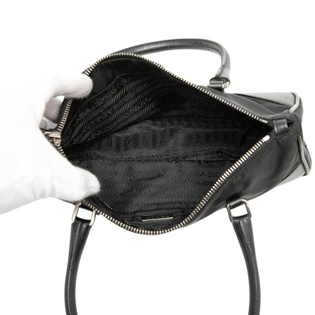 Prada Vitello Trimmed Tessuto Handbag