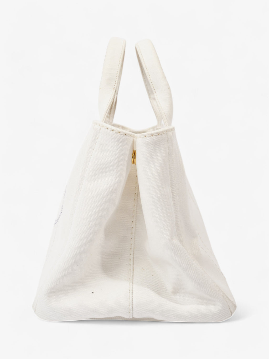 Prada Canapa Tote White / Navy Blue Canvas Medium