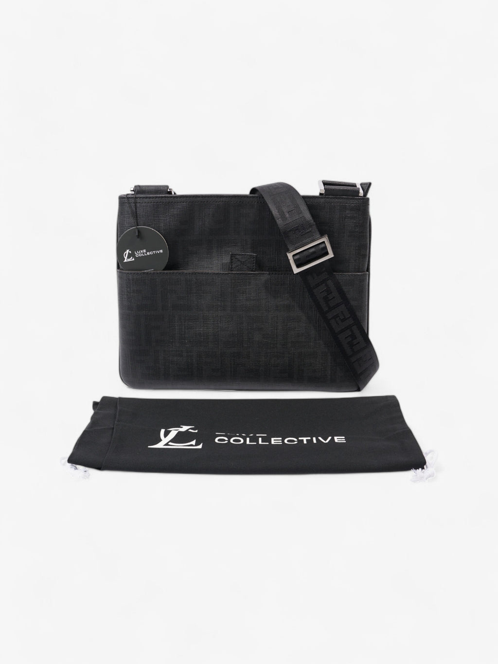Fendi Zucca Shoulder Bag Black Canvas
