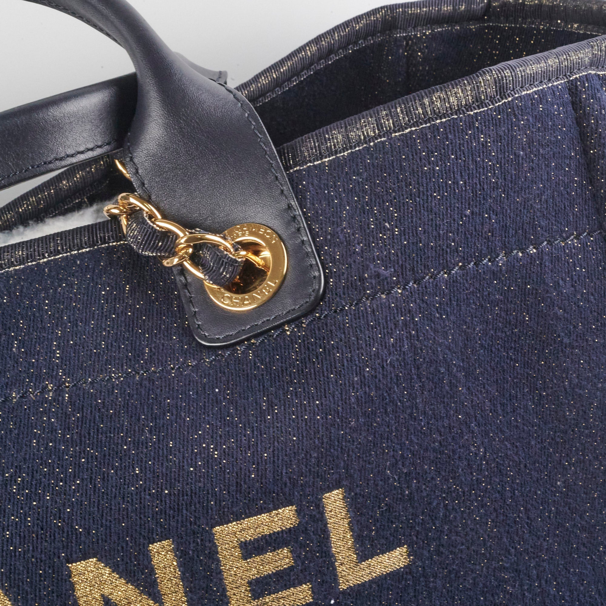 Chanel Deauville Tote Navy/Gold