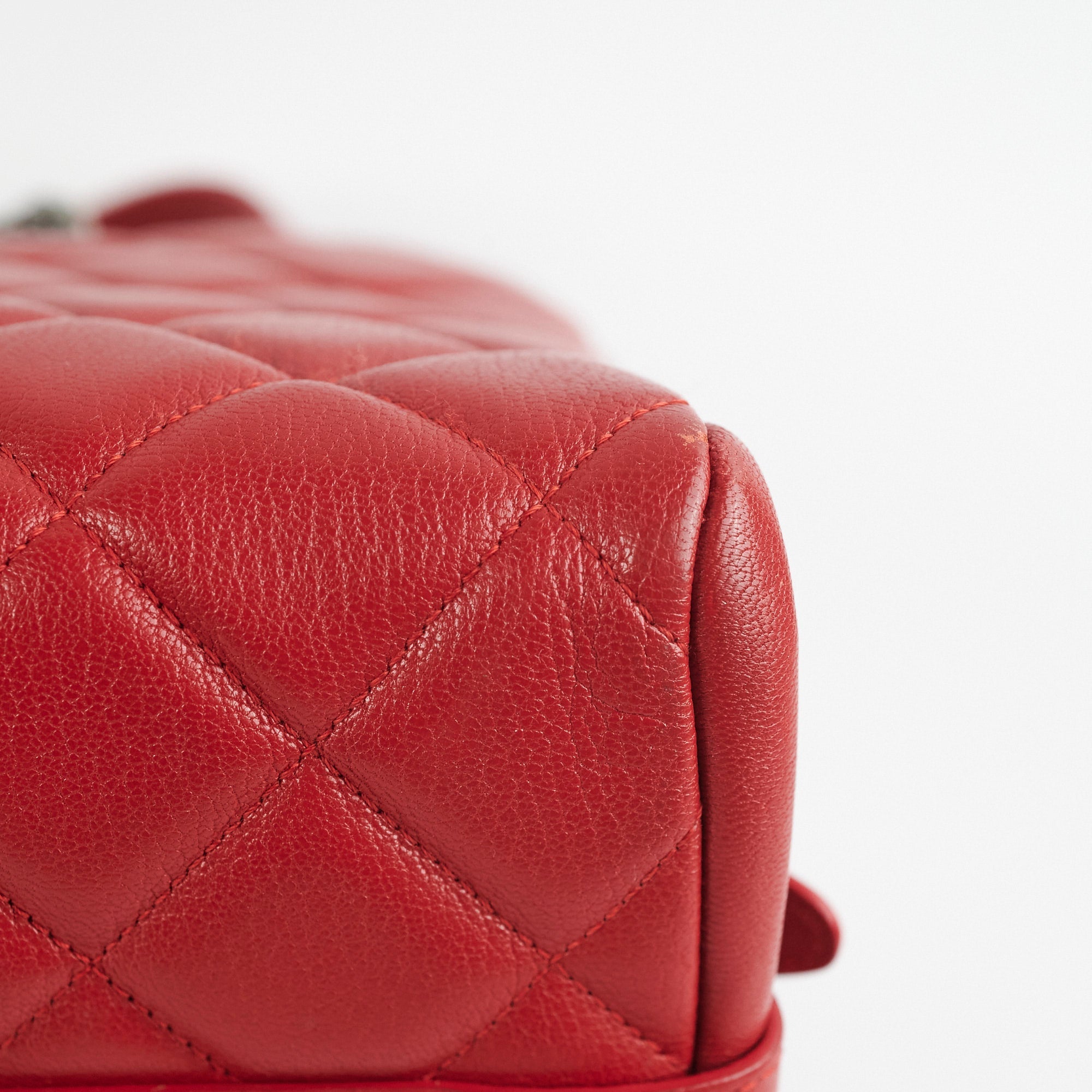 Chanel Quilted Tote Bag Calfskin Red
