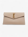 Saint Laurent Uptown Clutch Nude Grained Leather