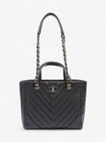 Chanel Shopping Tote Black Calfskin Leather Small