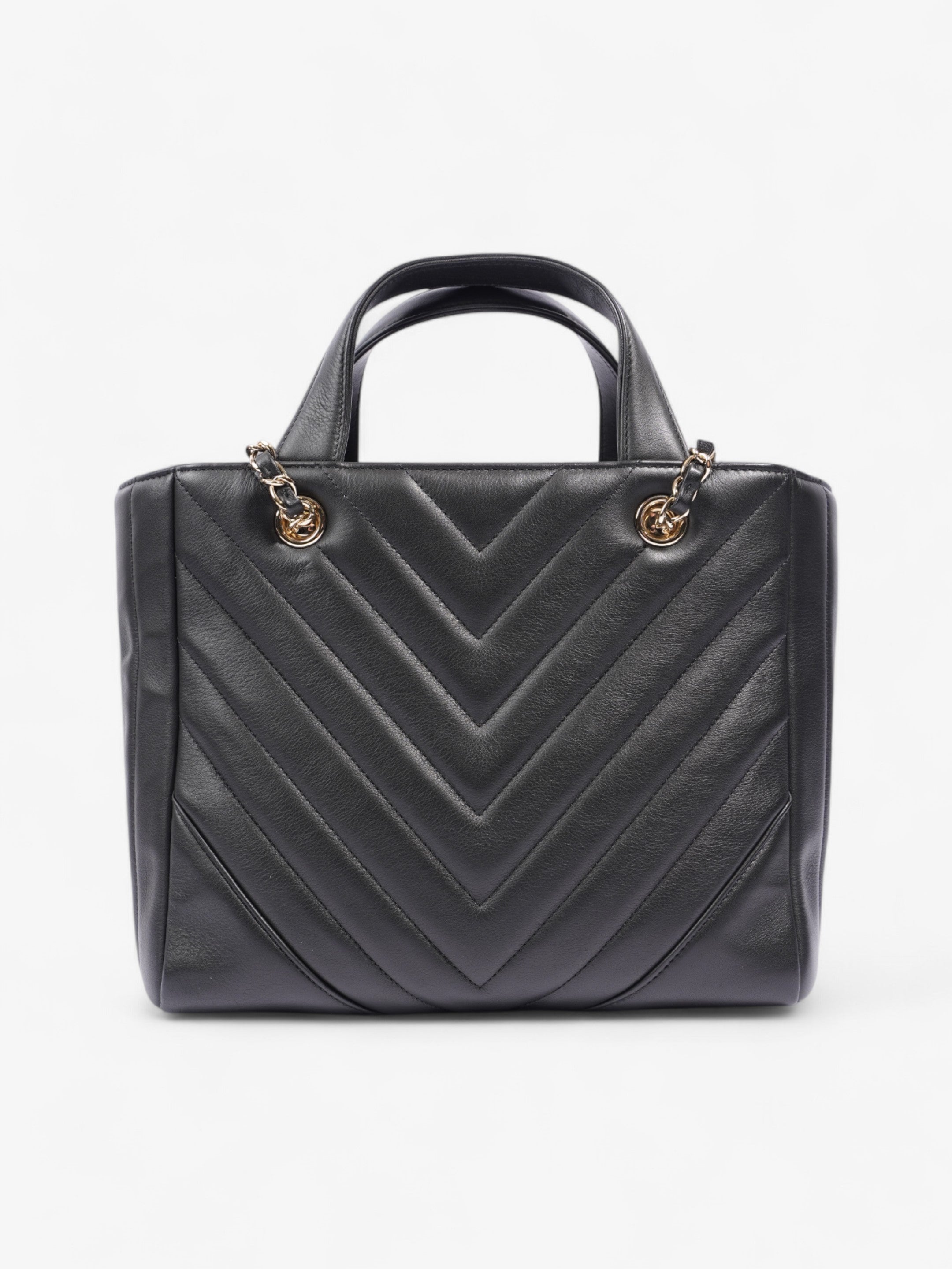 Chanel Shopping Tote Black Calfskin Leather Small