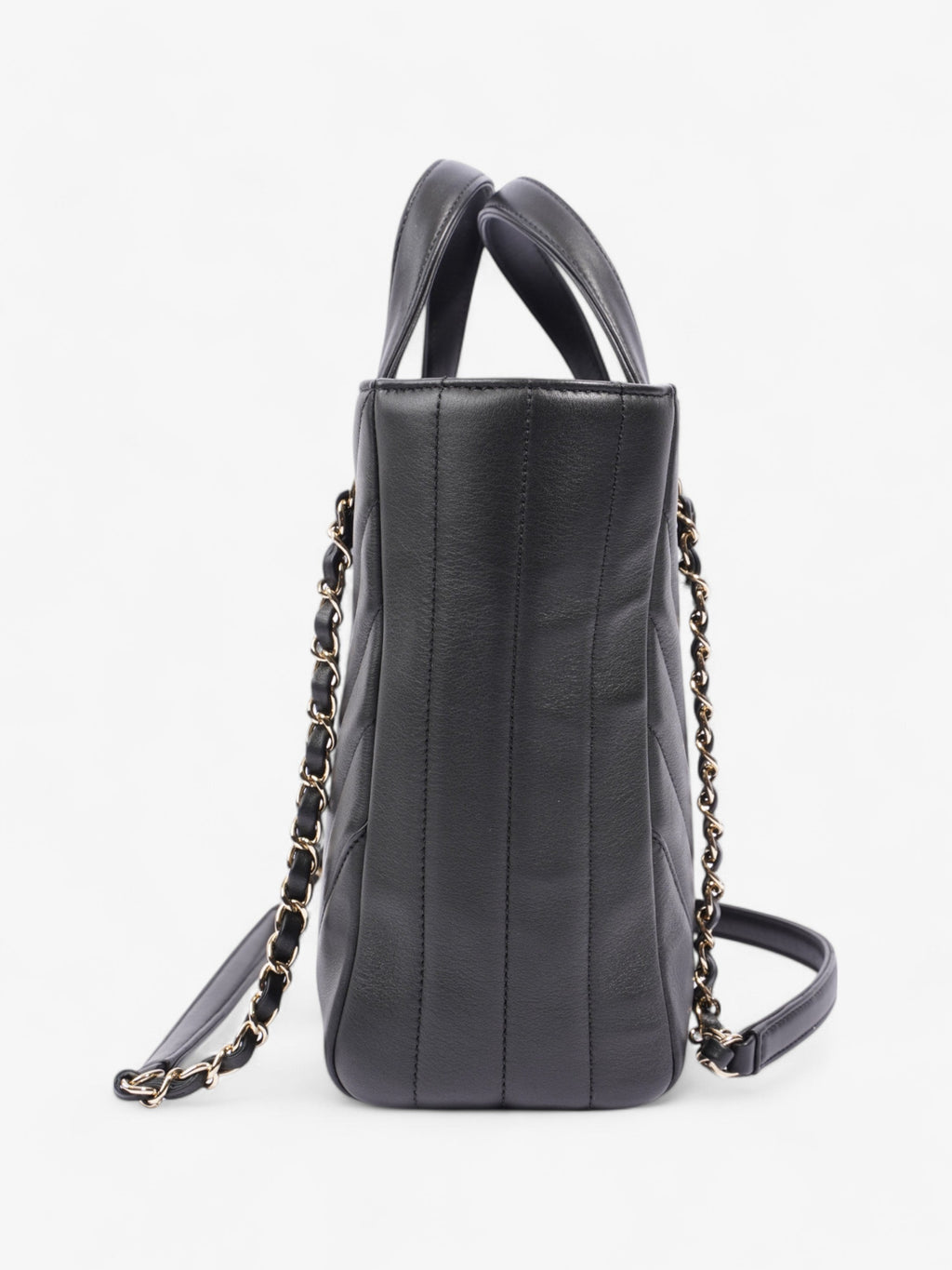 Chanel Shopping Tote Black Calfskin Leather Small