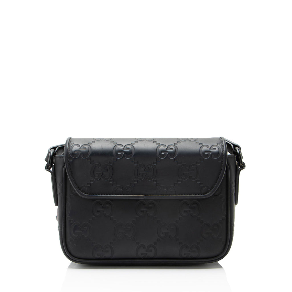 Rubber GG Effect Calfskin Mini Messenger