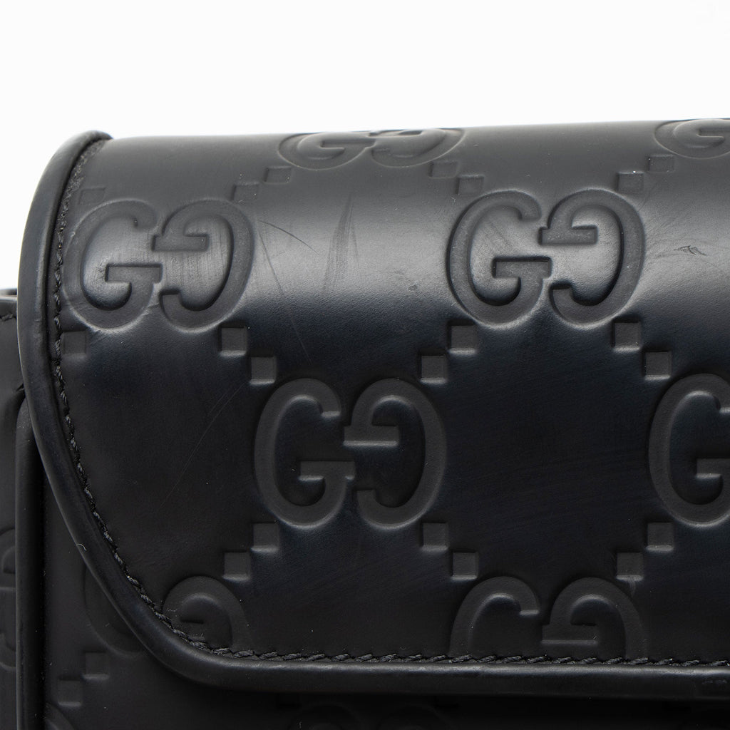 Rubber GG Effect Calfskin Mini Messenger