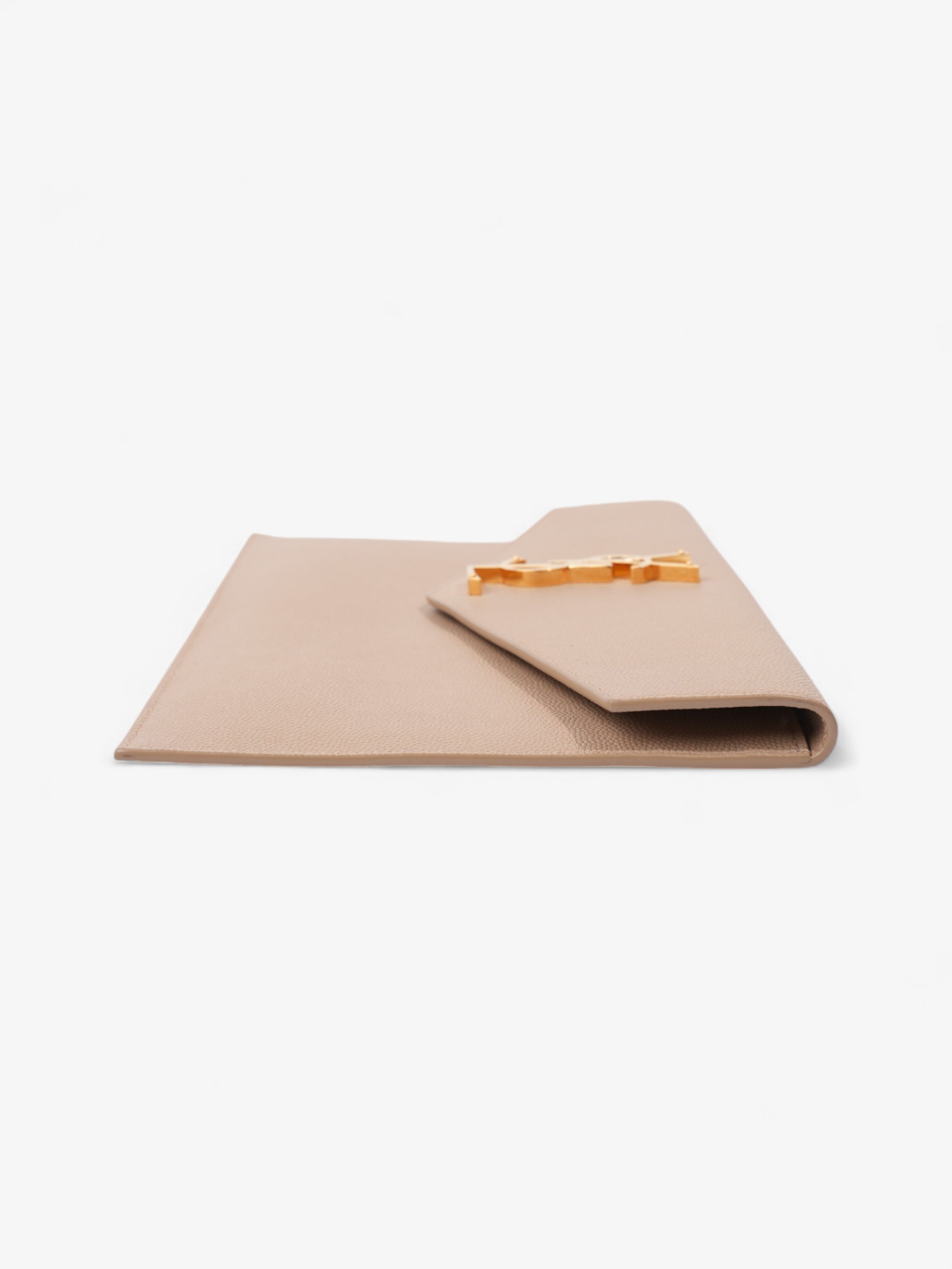 Saint Laurent Uptown Clutch Dark Beige Grained Leather
