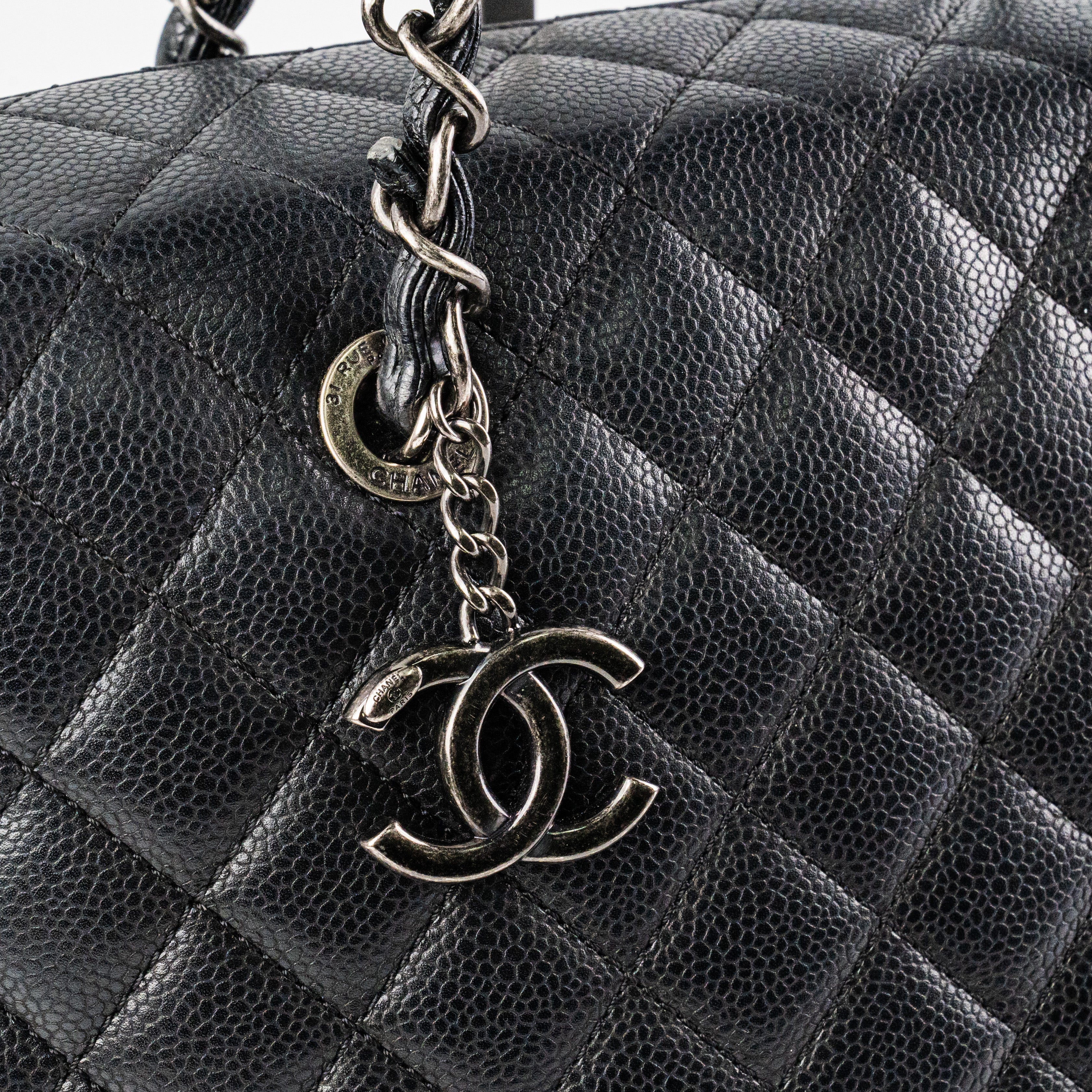 Chanel Caviar Shoulder Tote Bag Black