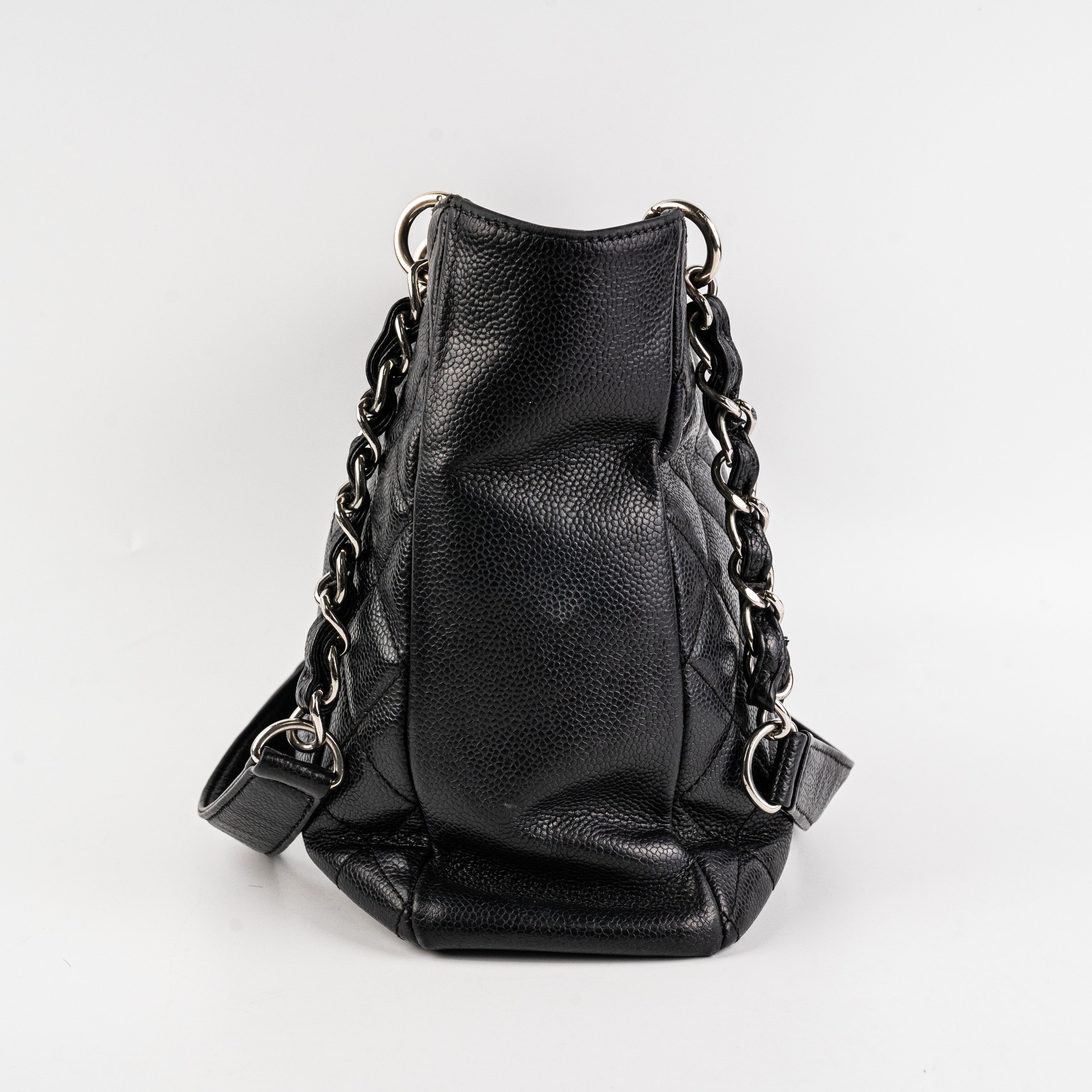 Chanel PST Caviar Black Shoulder Tote Bag