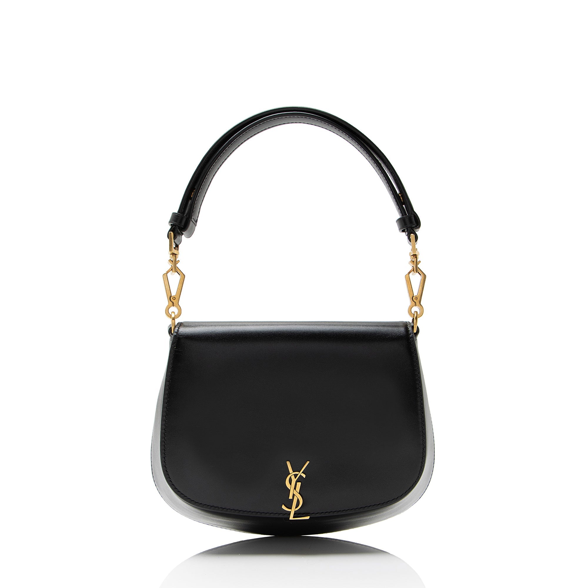 Saint Laurent Box Leather Monogram Voltaire Mini Top Handle
