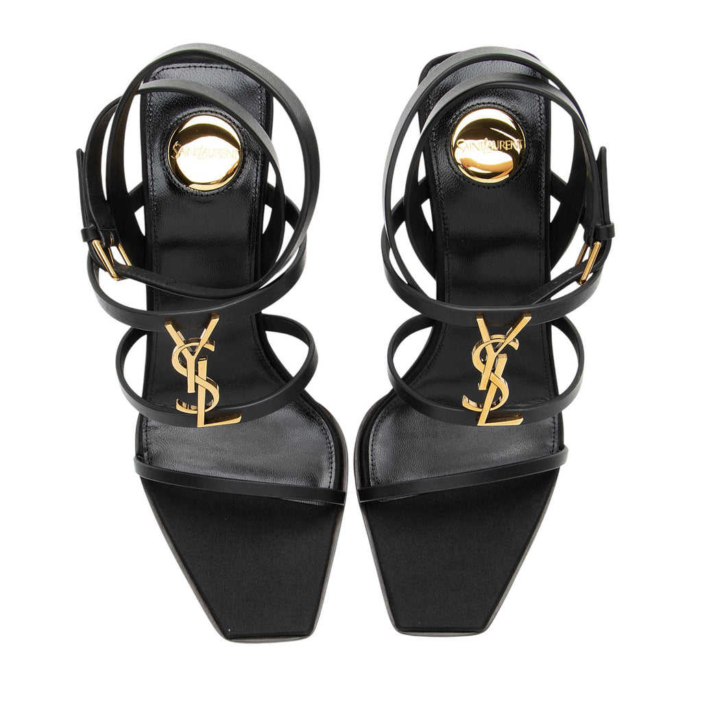 Saint Laurent Calfskin Cassandra Strappy Wedge Sandals - Size 7 / 37