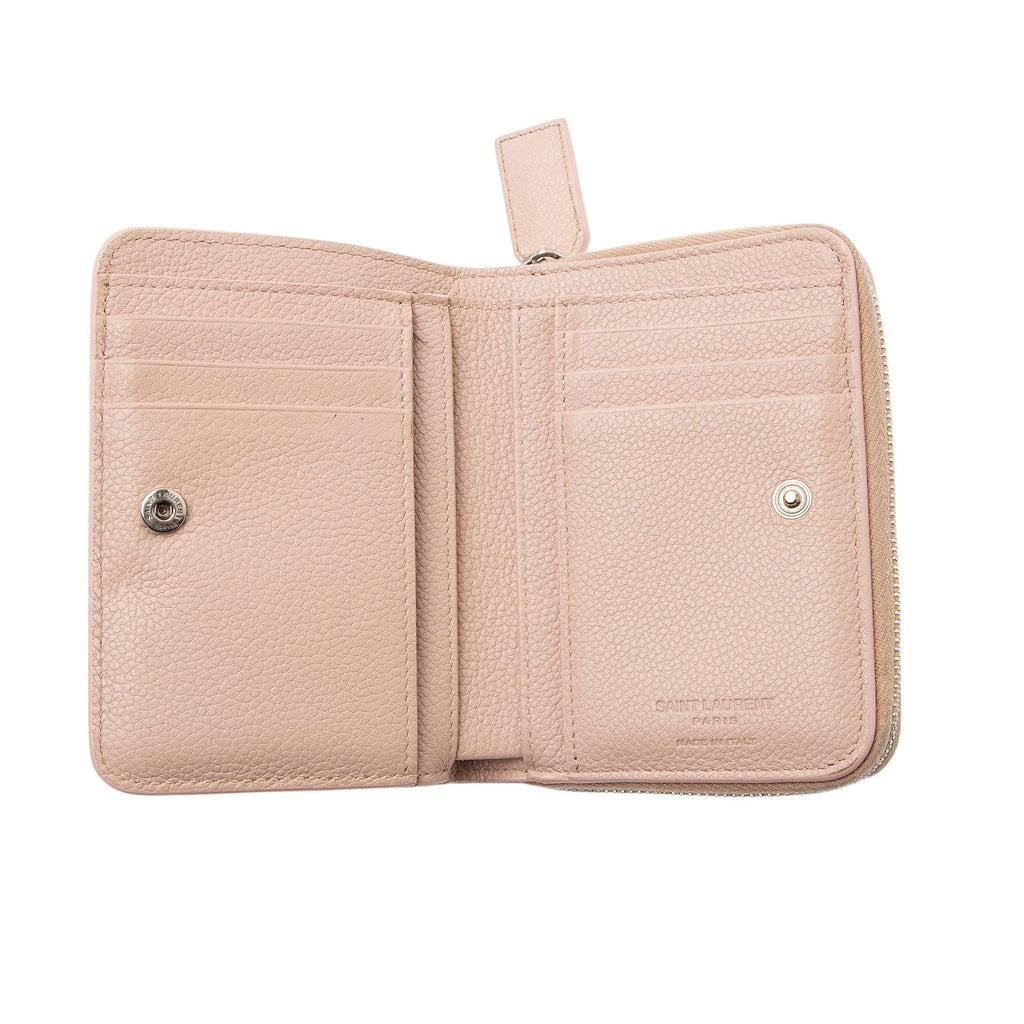 Saint Laurent Calfskin Compact Zip Around Wallet