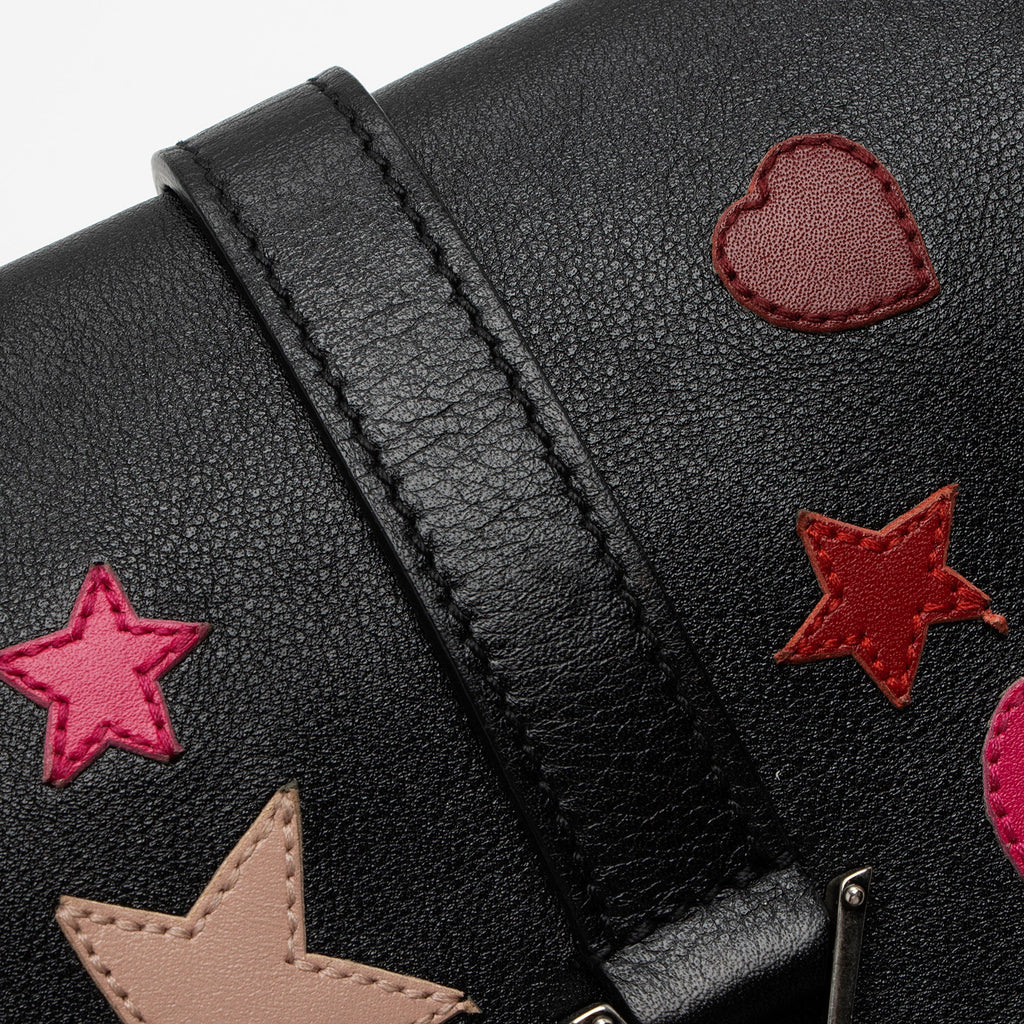 Saint Laurent Calfskin Heart Patchwork Monogram Chain Wallet