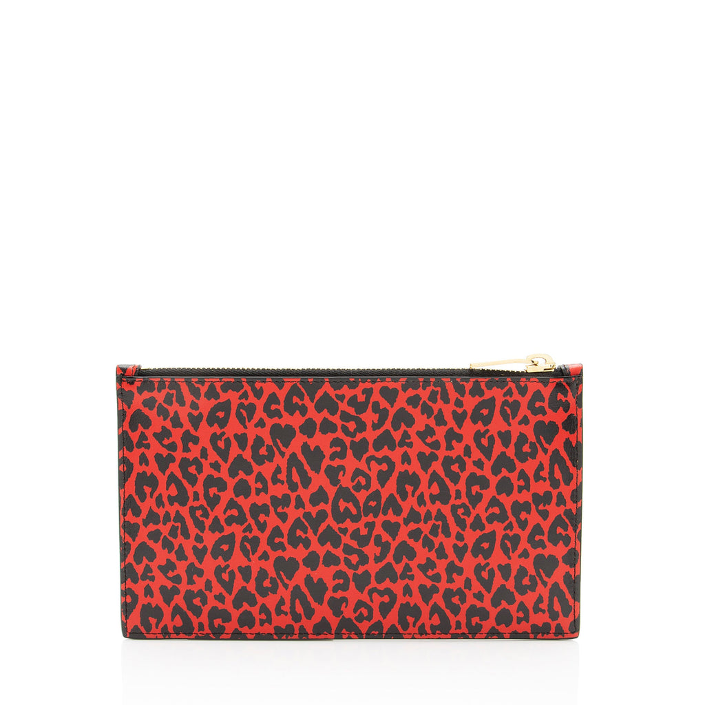 Saint Laurent Calfskin Leopard Small Zip Pouch