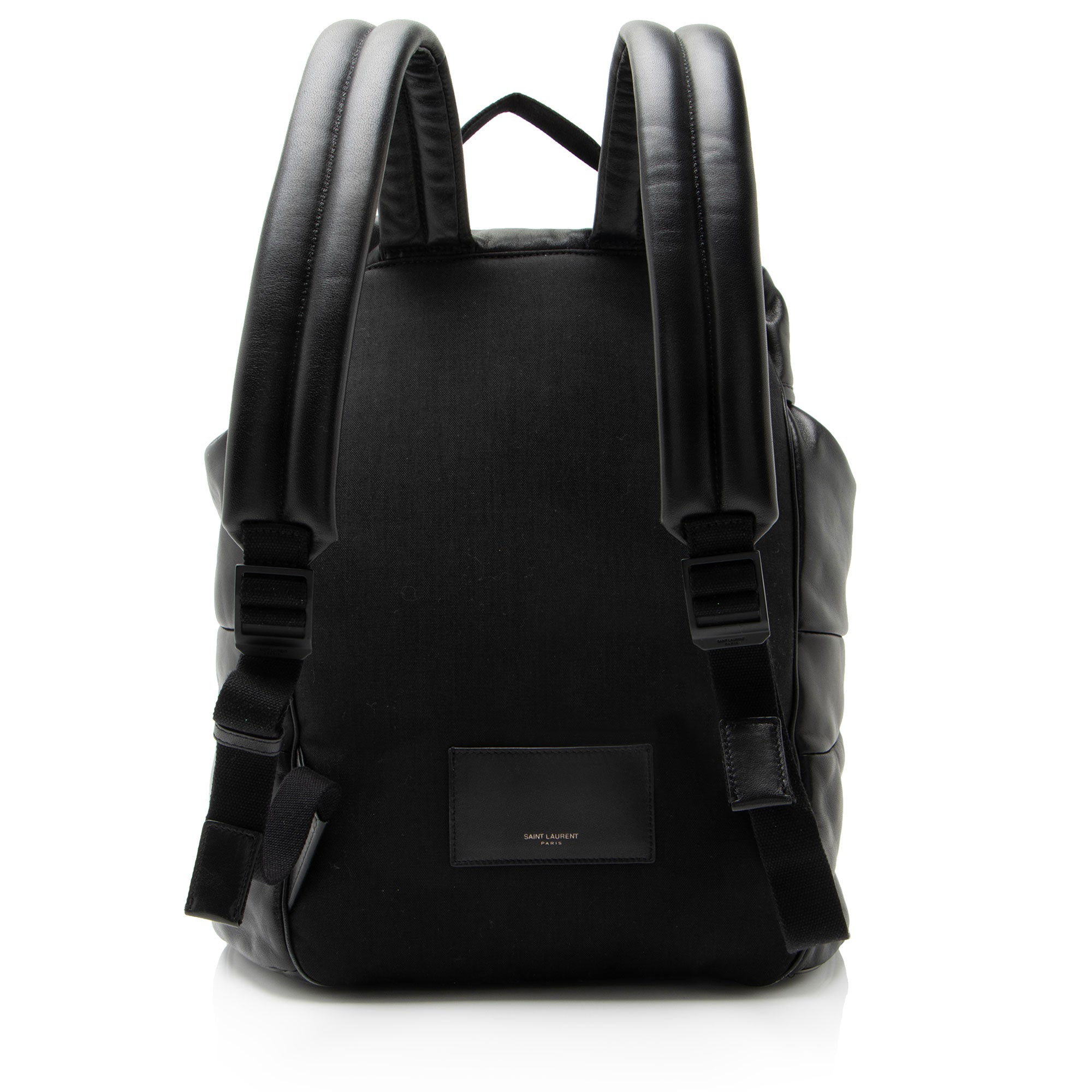 Saint Laurent Calfskin Logo Drawstring Backpack