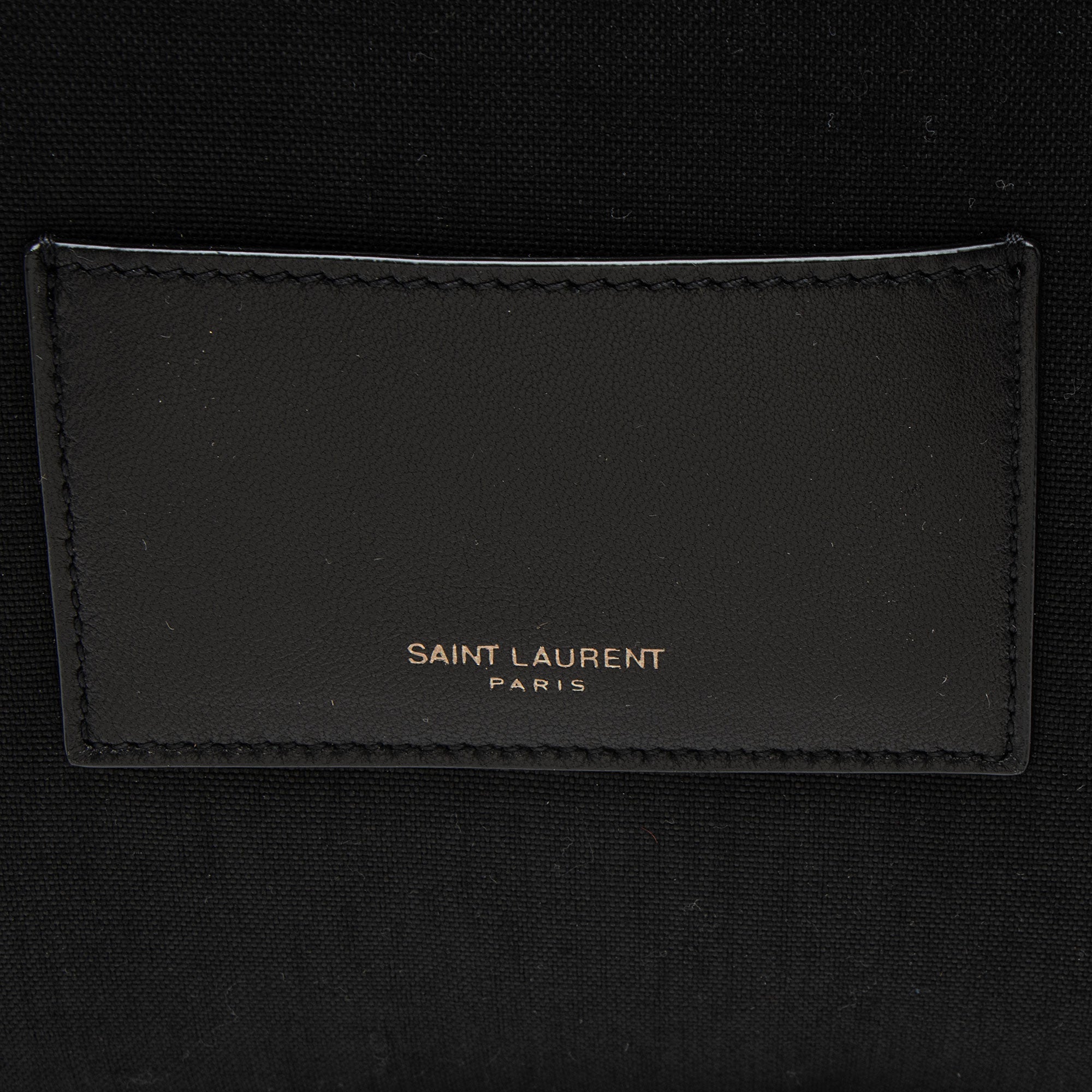 Saint Laurent Calfskin Logo Drawstring Backpack