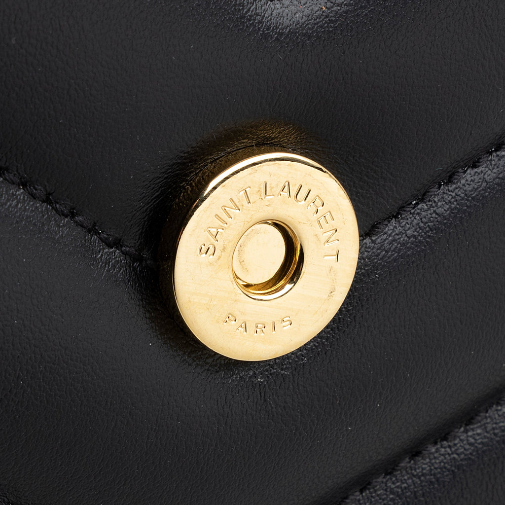 Saint Laurent Calfskin Matelasse Monogram LouLou Chain Large Shoulder Bag (SHF-22169)