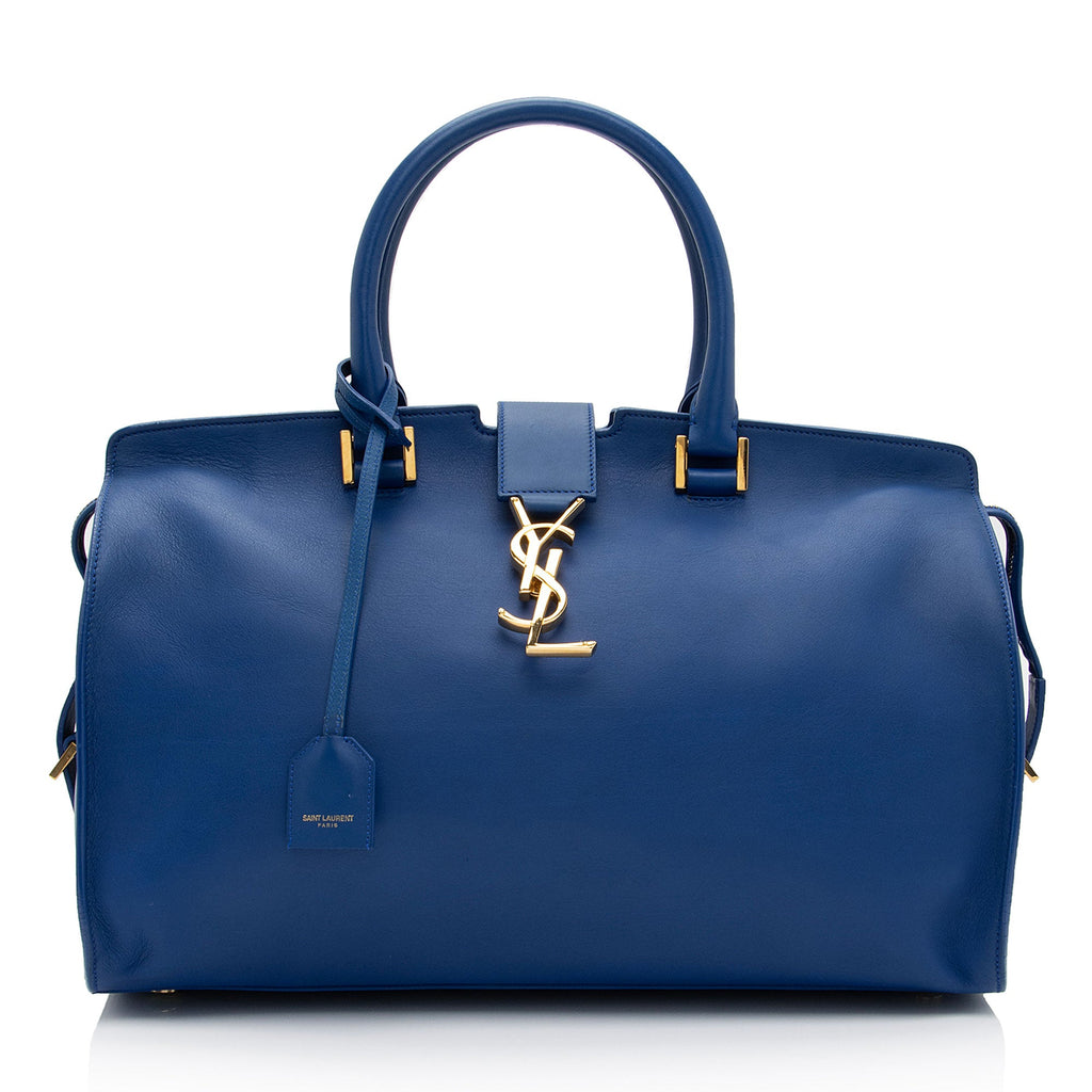 Saint Laurent Calfskin Monogram Medium Cabas Tote (SHF-gfxpGY)