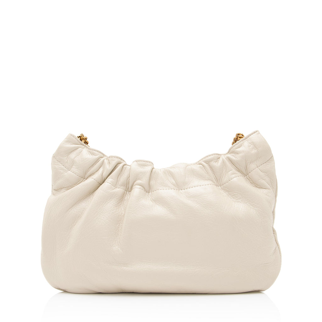 Saint Laurent Calfskin Monogram Pacpac Ruched Chain Hobo (SHF-vWA46Q)