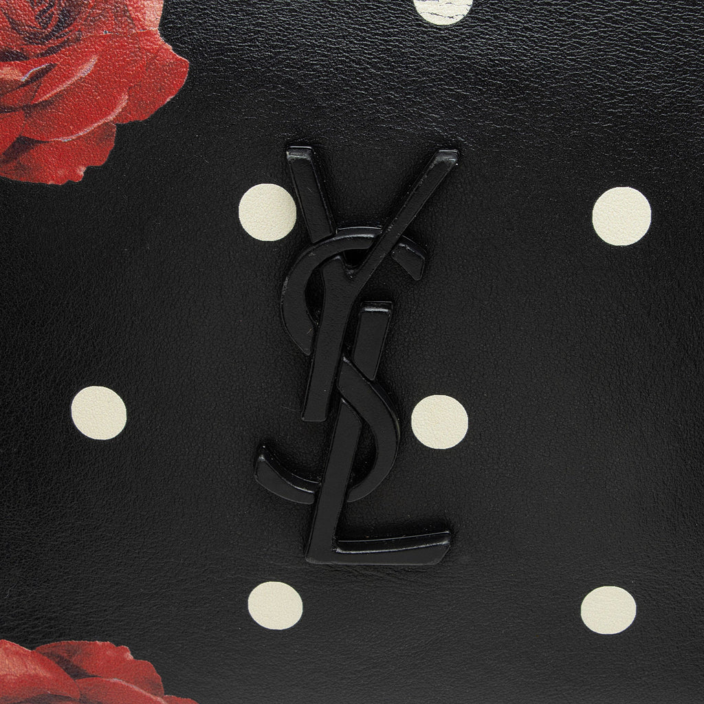 Saint Laurent Calfskin Rose Print Monogram Lou Camera Bag (SHF-fwd2tP)