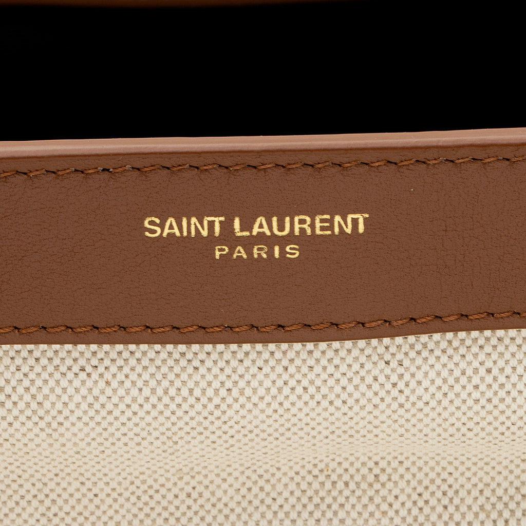 Saint Laurent Linen Calfskin Cabas Tote