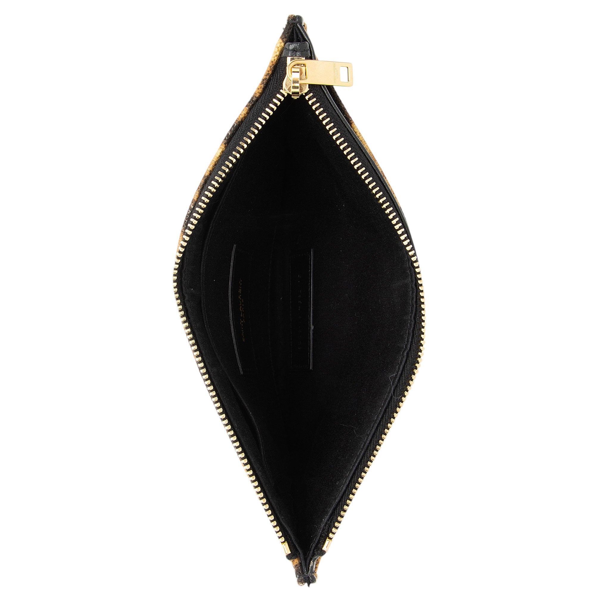 Saint Laurent Canvas Calfskin Leopard Monogram Bill Pouch
