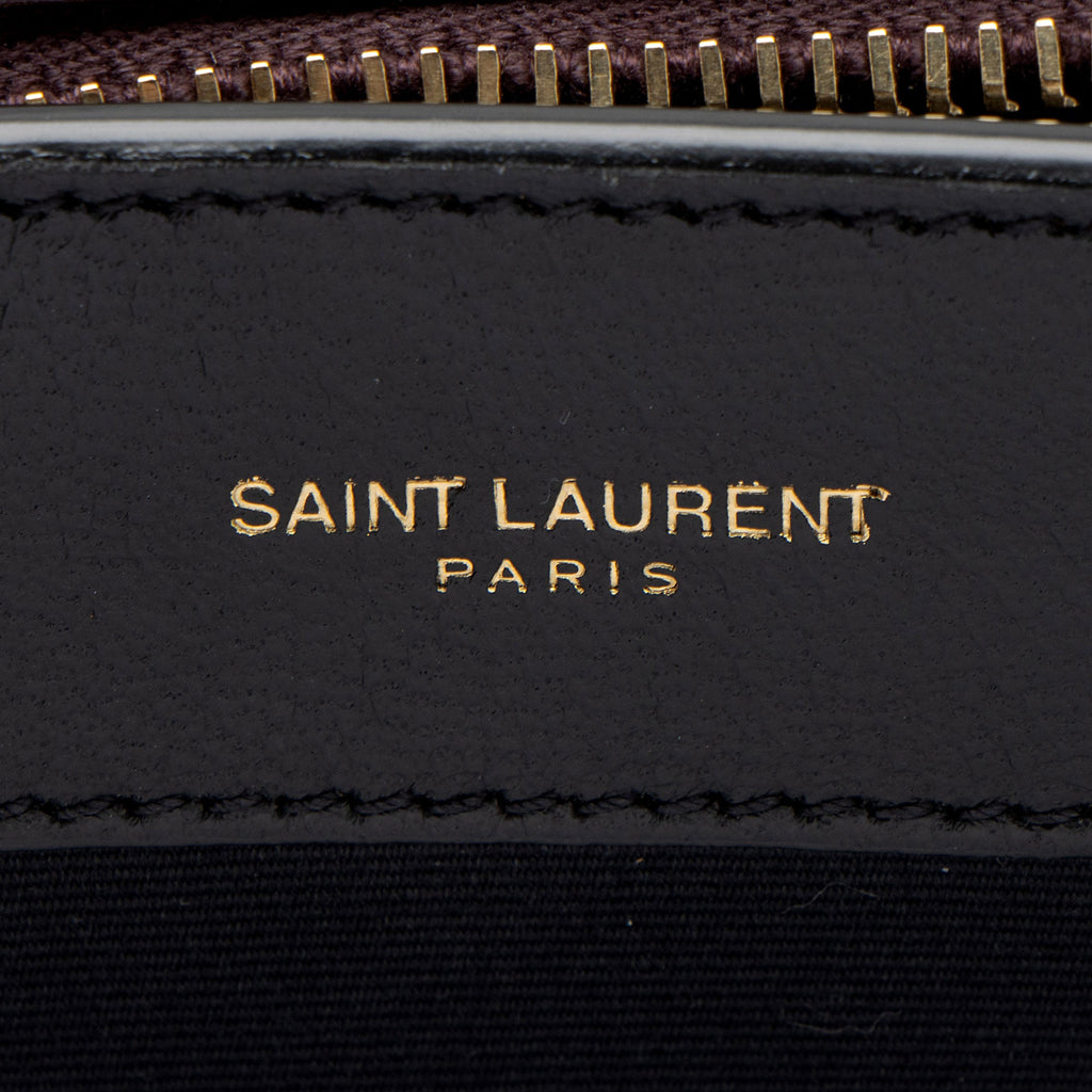 Saint Laurent Canvas Calfskin Monogram Uptown Medium Tote