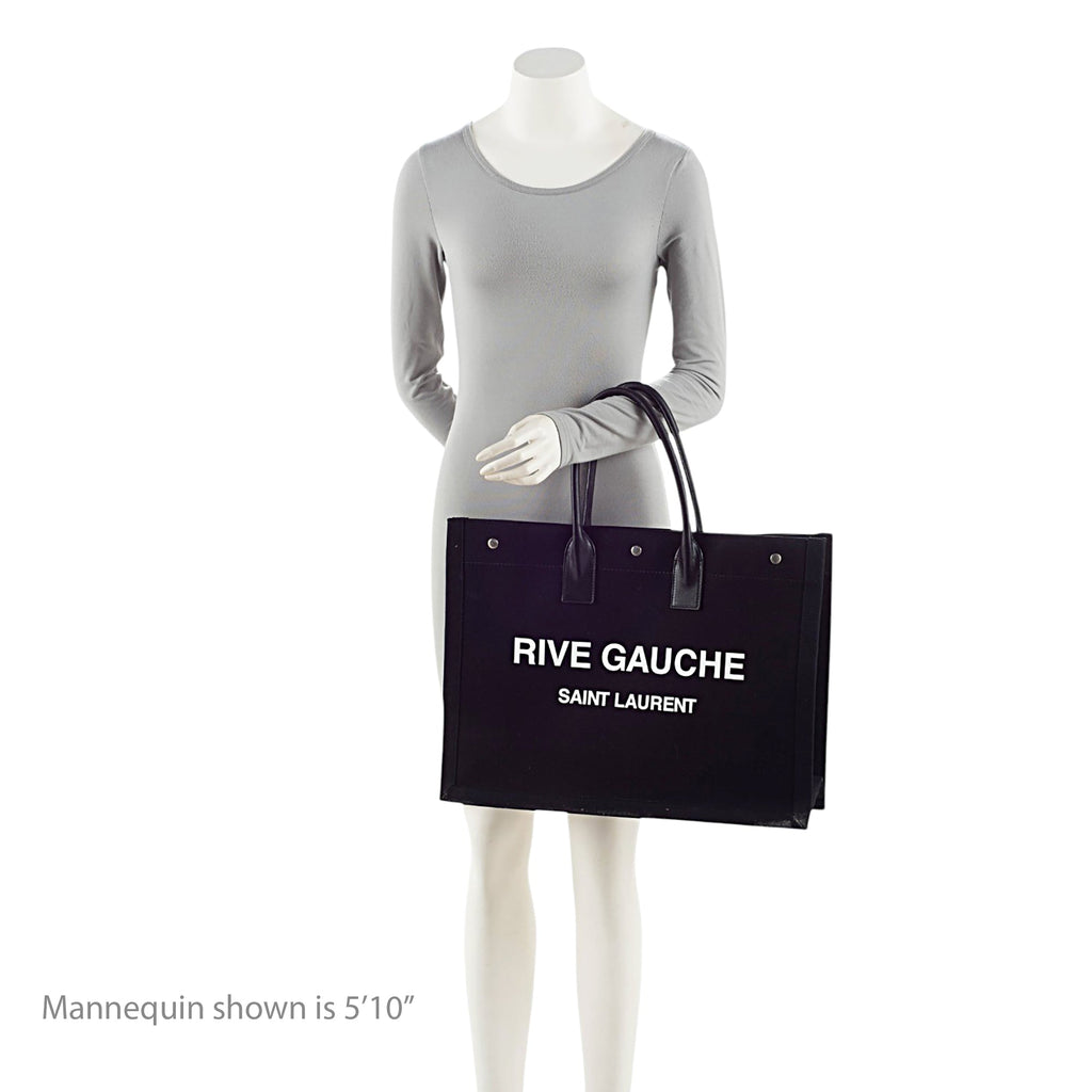 Saint Laurent Canvas Calfskin Rive Gauche Large Tote