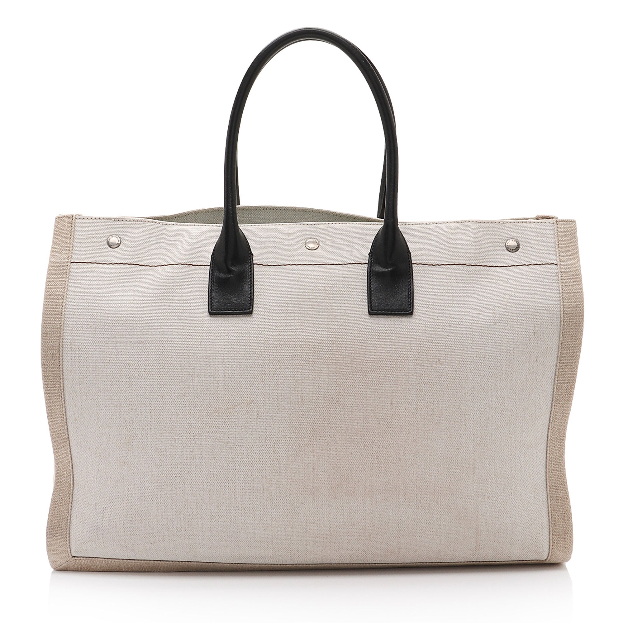 Saint Laurent Canvas Calfskin Rive Gauche Large Tote