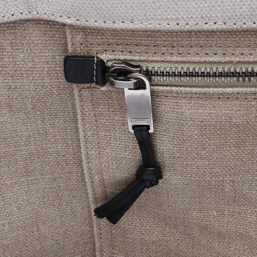 Saint Laurent Canvas Calfskin Rive Gauche Large Tote