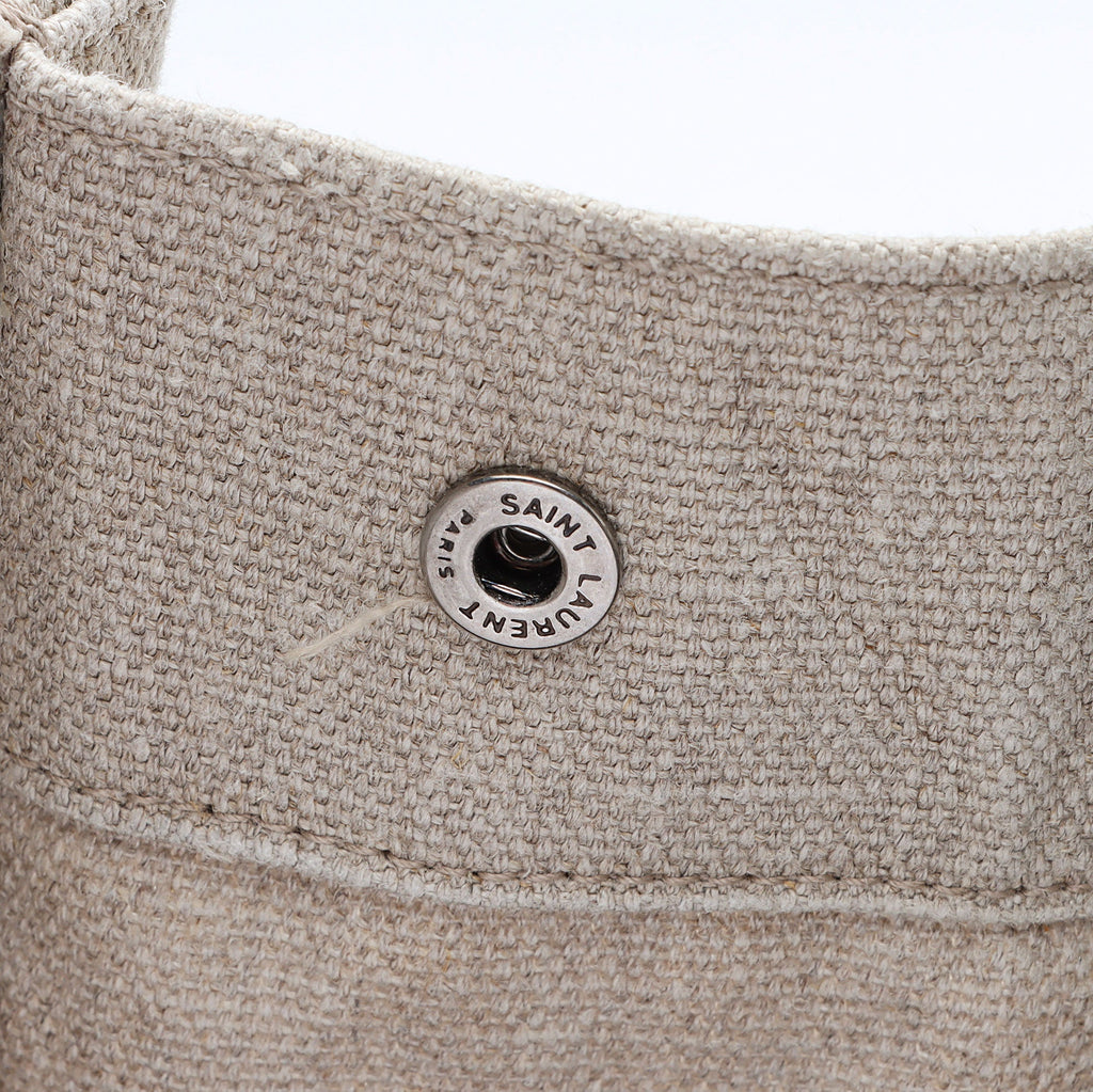 Saint Laurent Canvas Calfskin Rive Gauche Large Tote