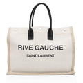 Saint Laurent Canvas Calfskin Rive Gauche Large Tote (SHF-v2S0Rd)