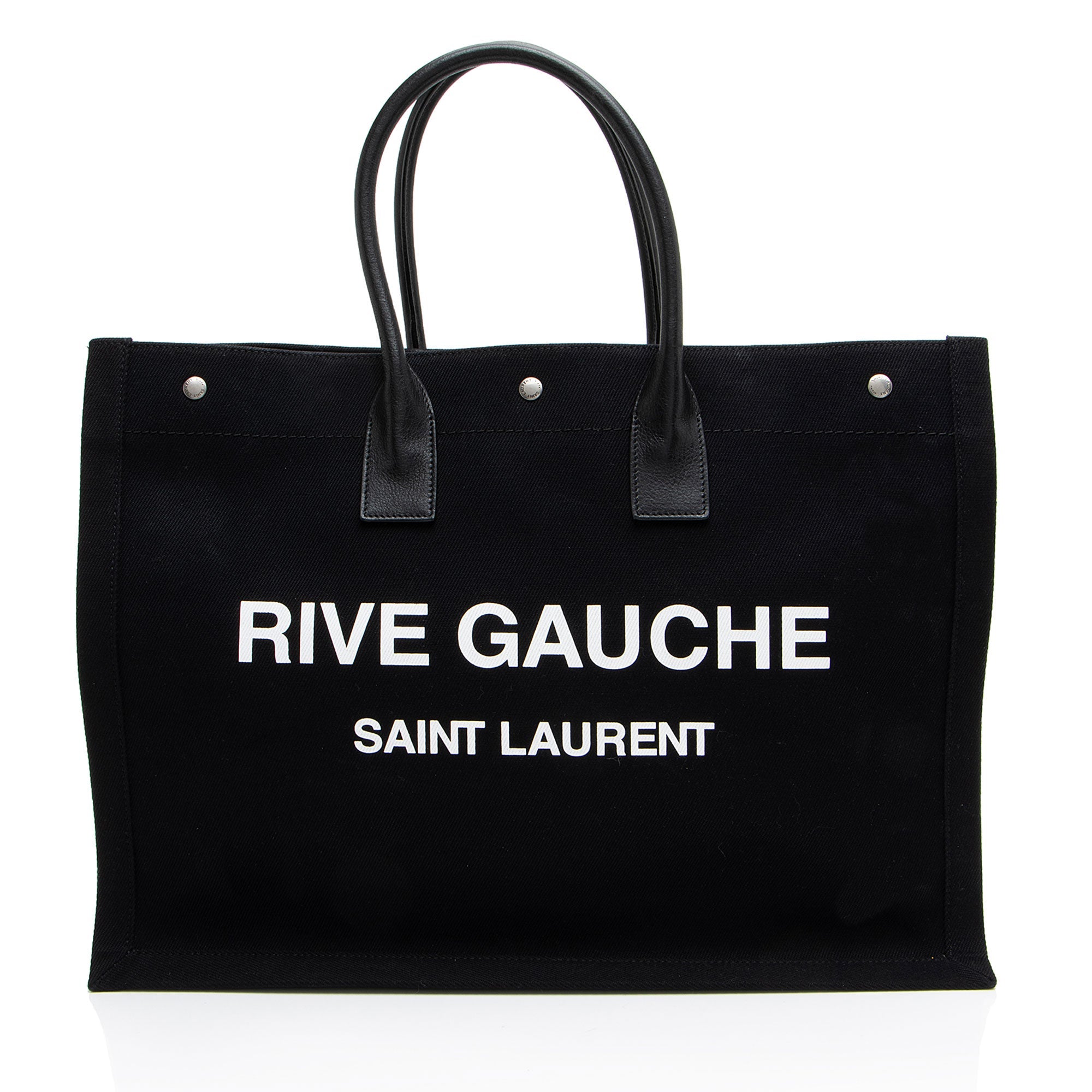 Saint Laurent Canvas Calfskin Rive Gauche Large Tote