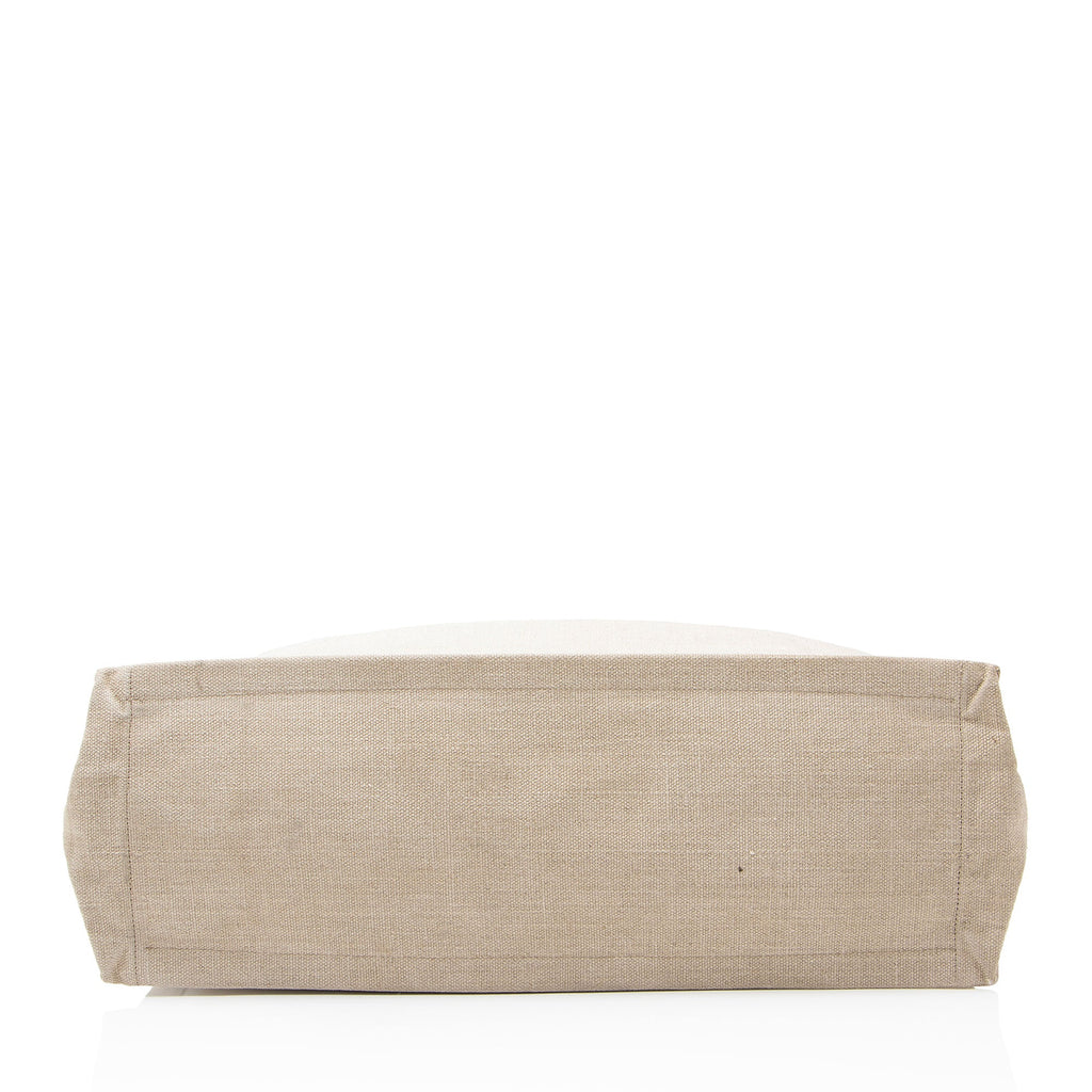 Saint Laurent Canvas Calfskin Rive Gauche Large Tote