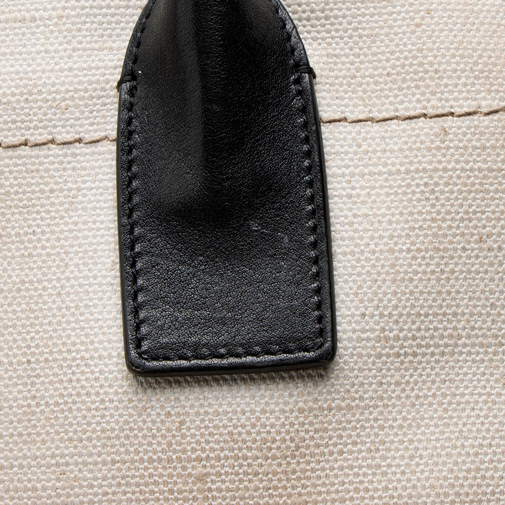 Saint Laurent Canvas Calfskin Rive Gauche Large Tote