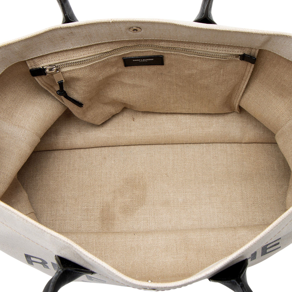 Saint Laurent Canvas Calfskin Rive Gauche Large Tote