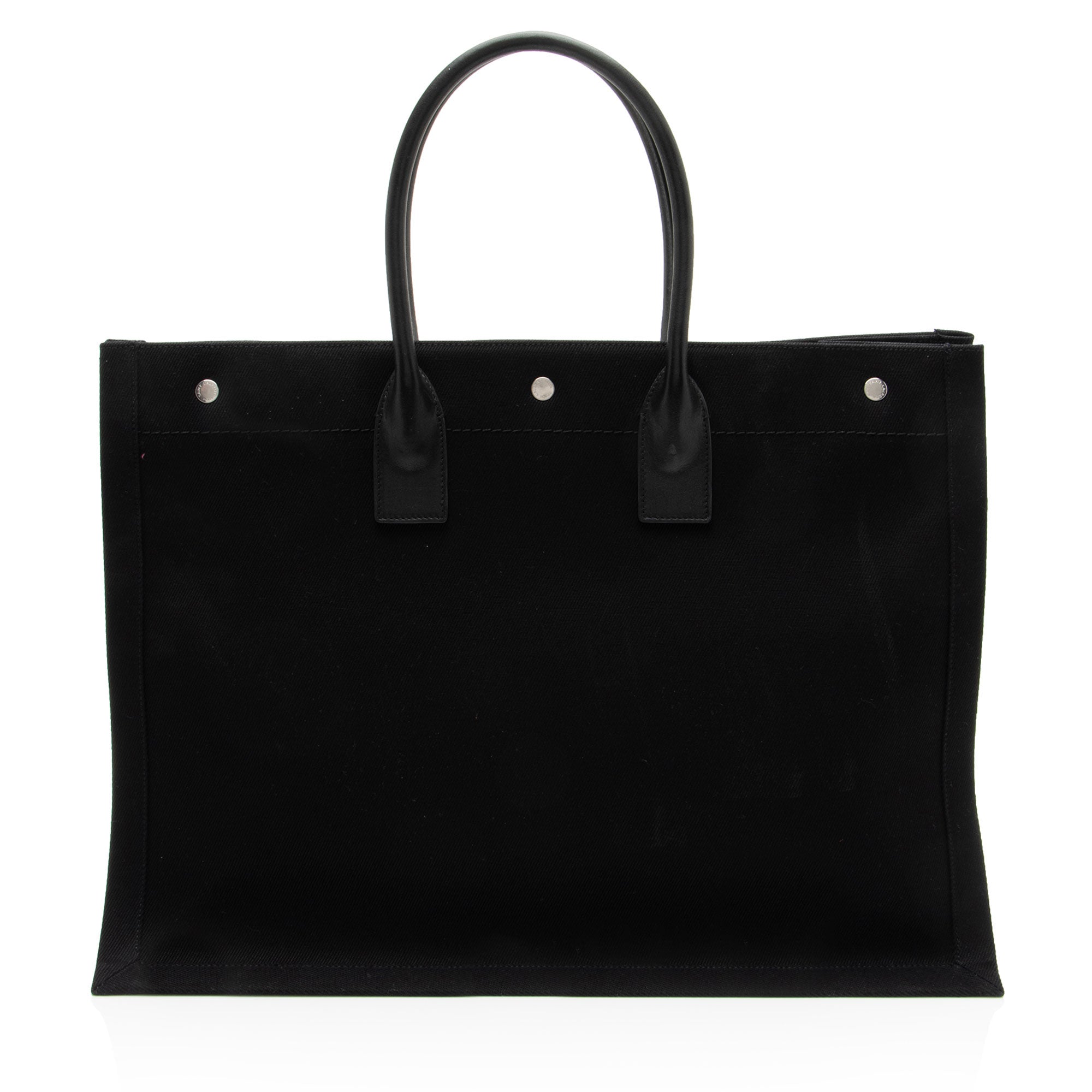 Saint Laurent Canvas Calfskin Rive Gauche Large Tote