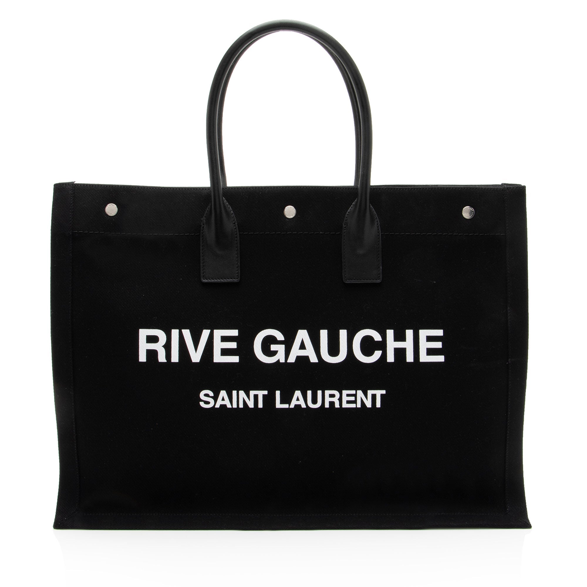 Saint Laurent Canvas Calfskin Rive Gauche Large Tote