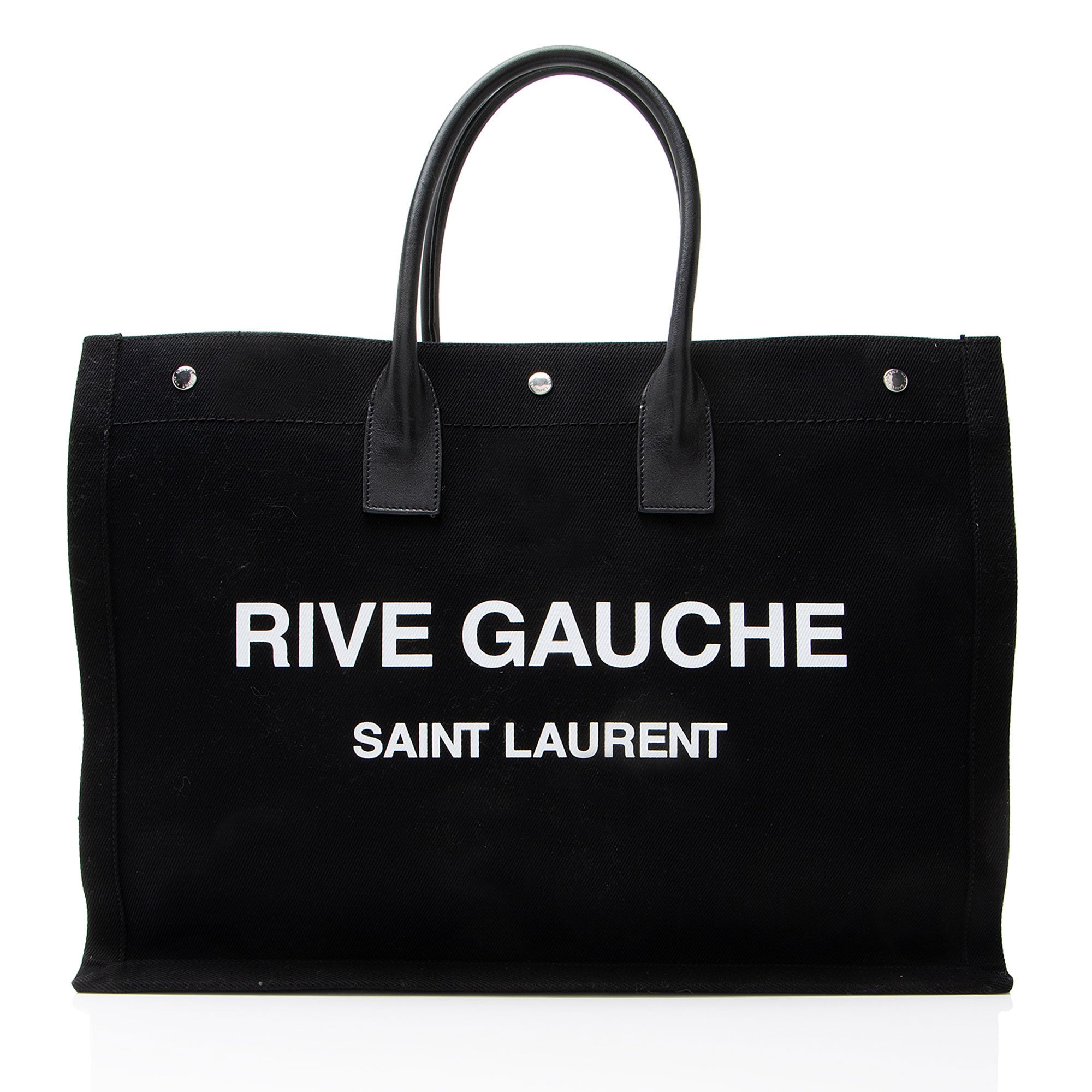 Saint Laurent Canvas Calfskin Rive Gauche Large Tote