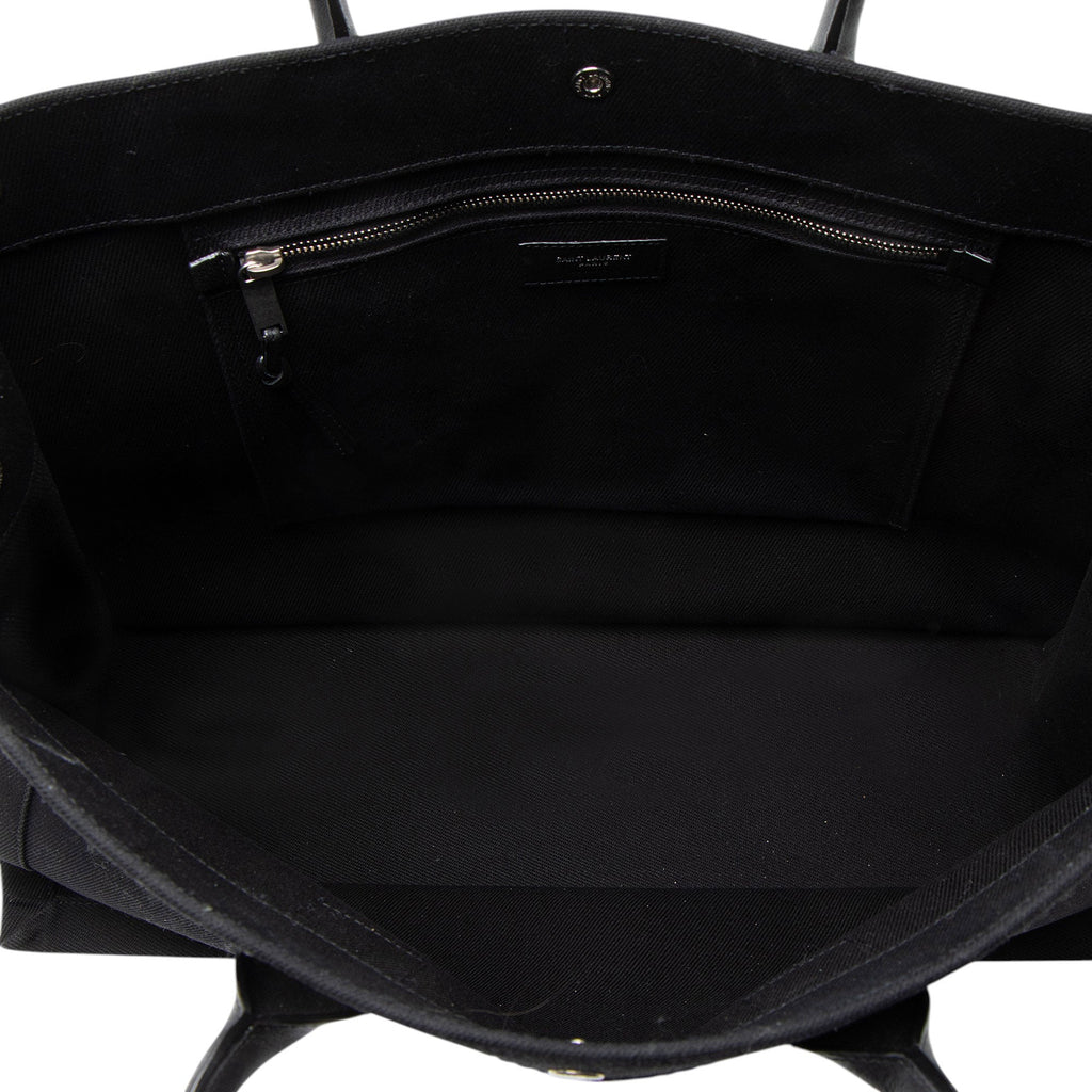 Saint Laurent Canvas Calfskin Rive Gauche Large Tote