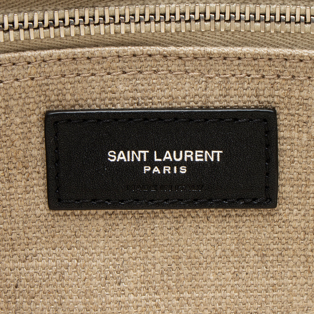 Saint Laurent Canvas Calfskin Rive Gauche Large Tote