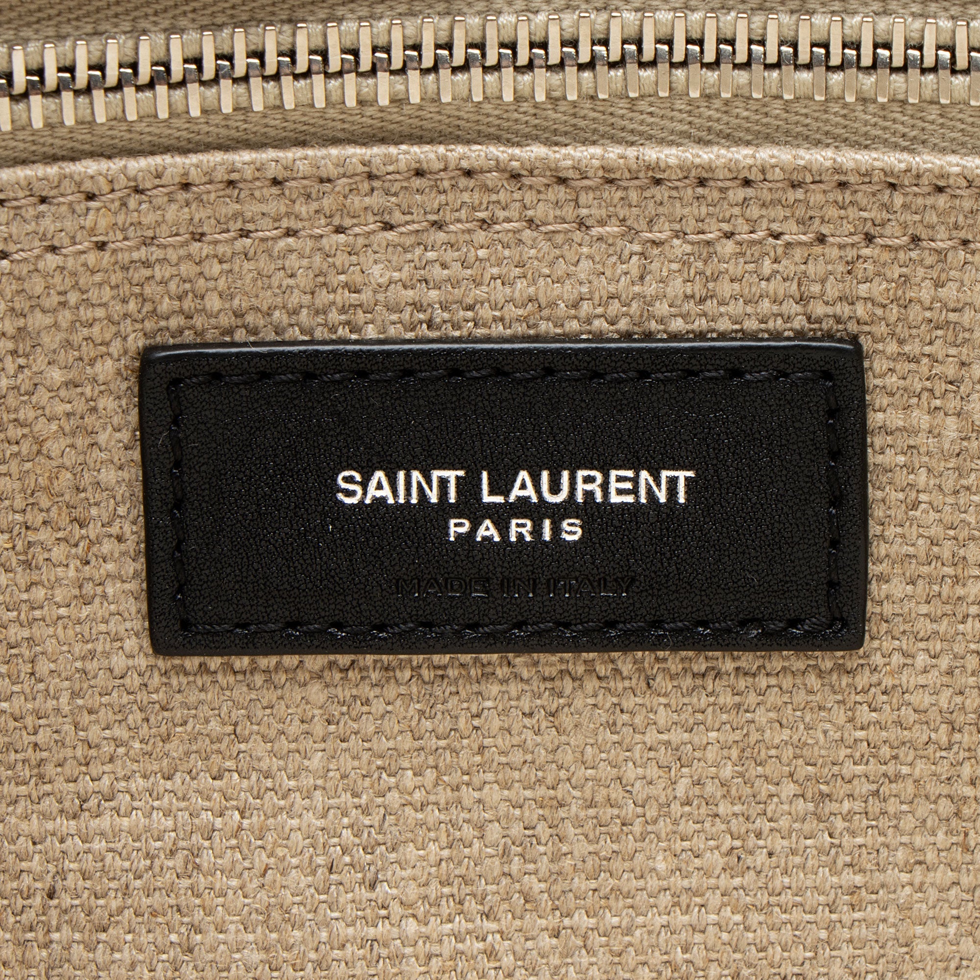 Saint Laurent Canvas Calfskin Rive Gauche Large Tote